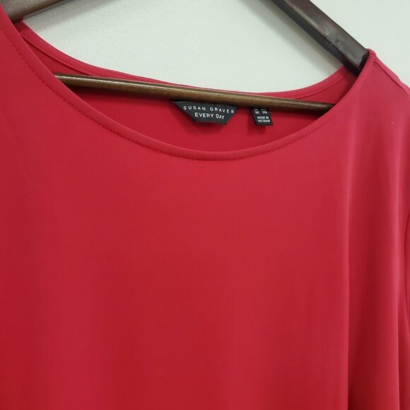 Susan Graver Womens Everyday Asymmetric Liquid Knit Top Size 3X Pink Office - Picture 3 of 11